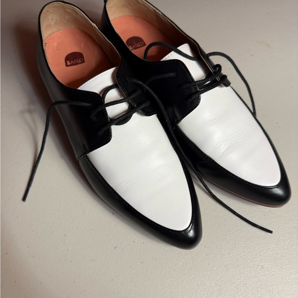 Bared Footwear Black and White Oxfords with Brogue Detailing - Picture 1 of 13